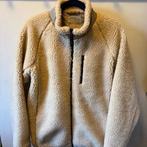 Everlane ReNew Sherpa Full Zip Jacket Beige - Men's Medium - Excellent Condition